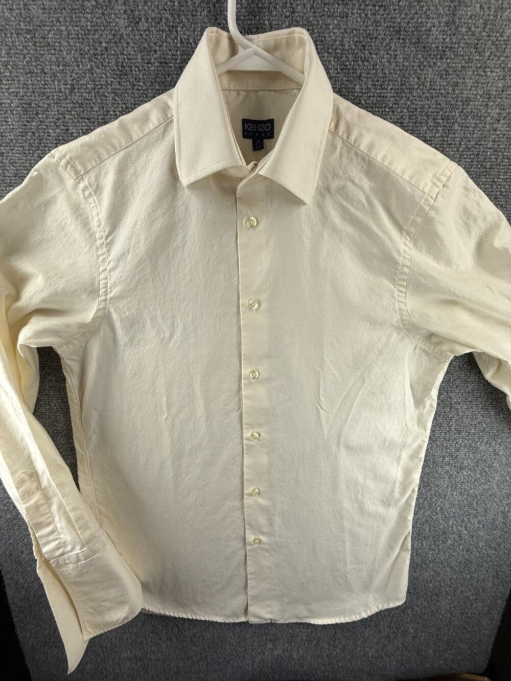 Kenzo 15.5 Cotton Homme Yellow Shirt Button Up Long Sleeve Men French Cuff